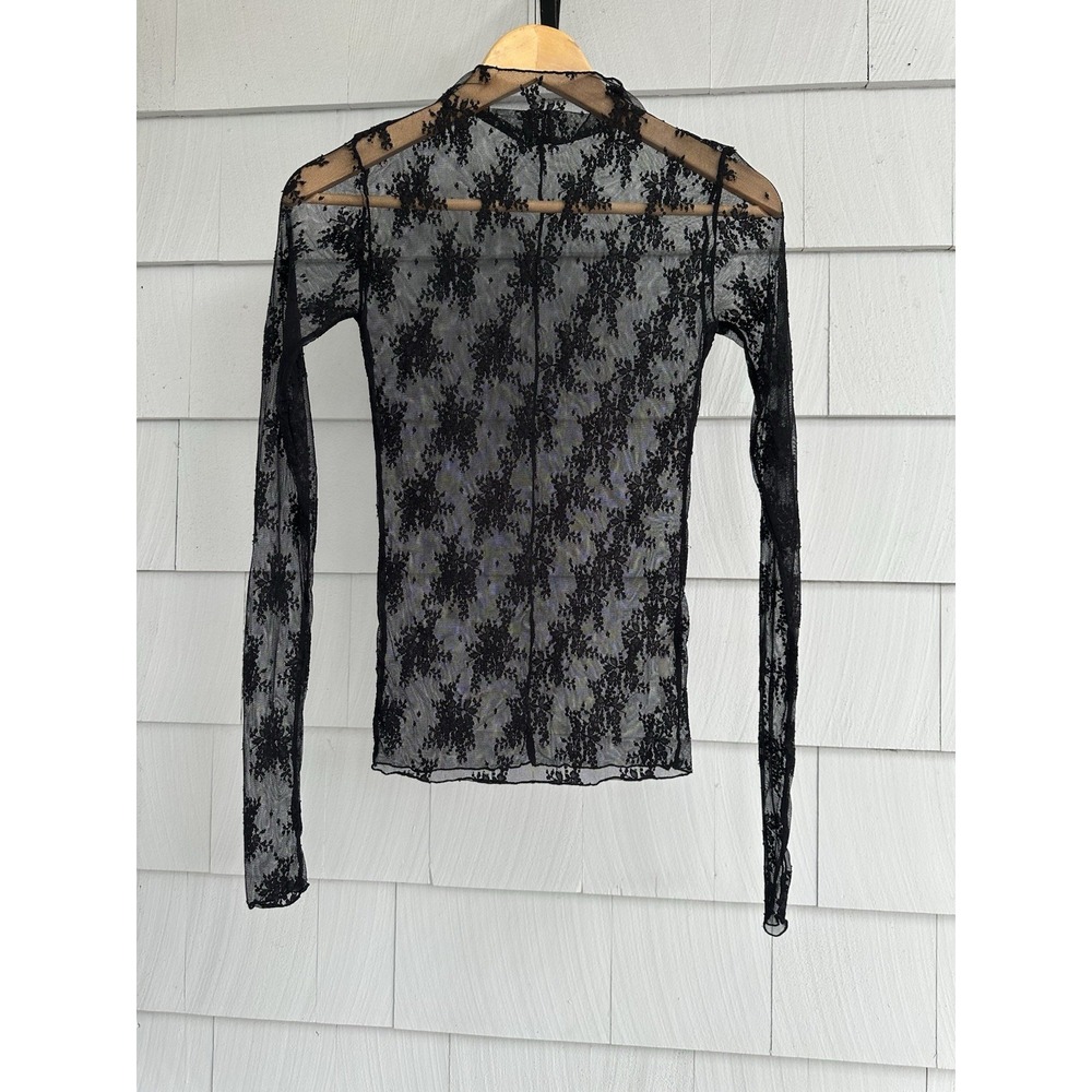 Intimately Free People Lady Lux Layering Top XS Black Sheer Floral Lace Mesh
